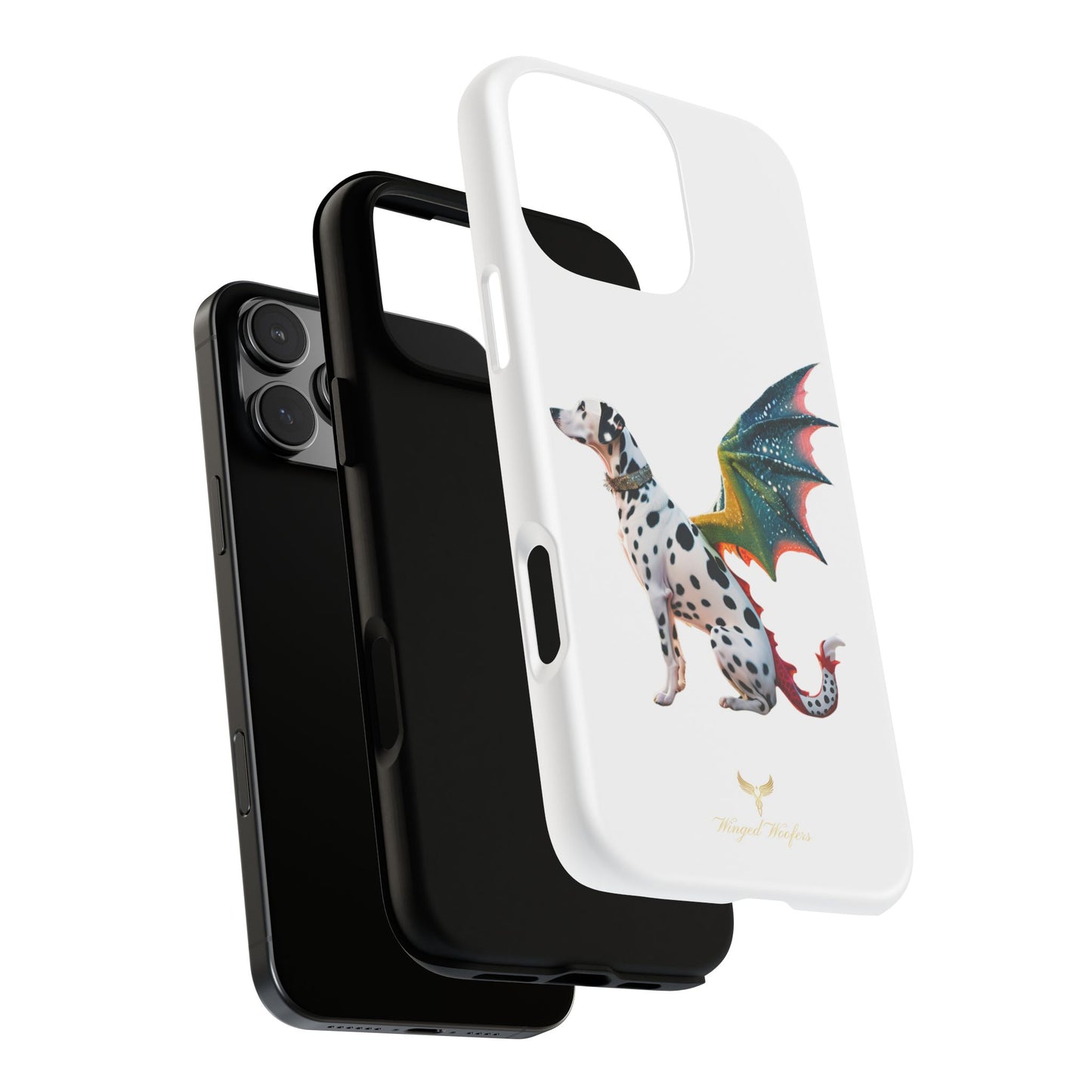 Whimsical Dog Art Phone Case – Tough Cases Featuring Dragon Dalmatian Design