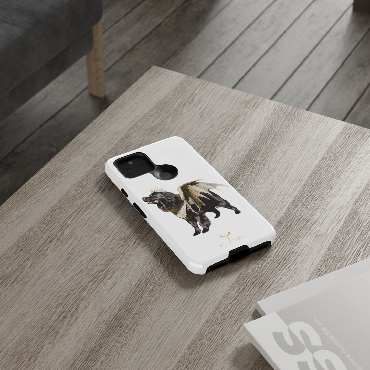 Magical Newfoundland Dog Phone Case - Tough & Stylish Cover with Winged Canine Design
