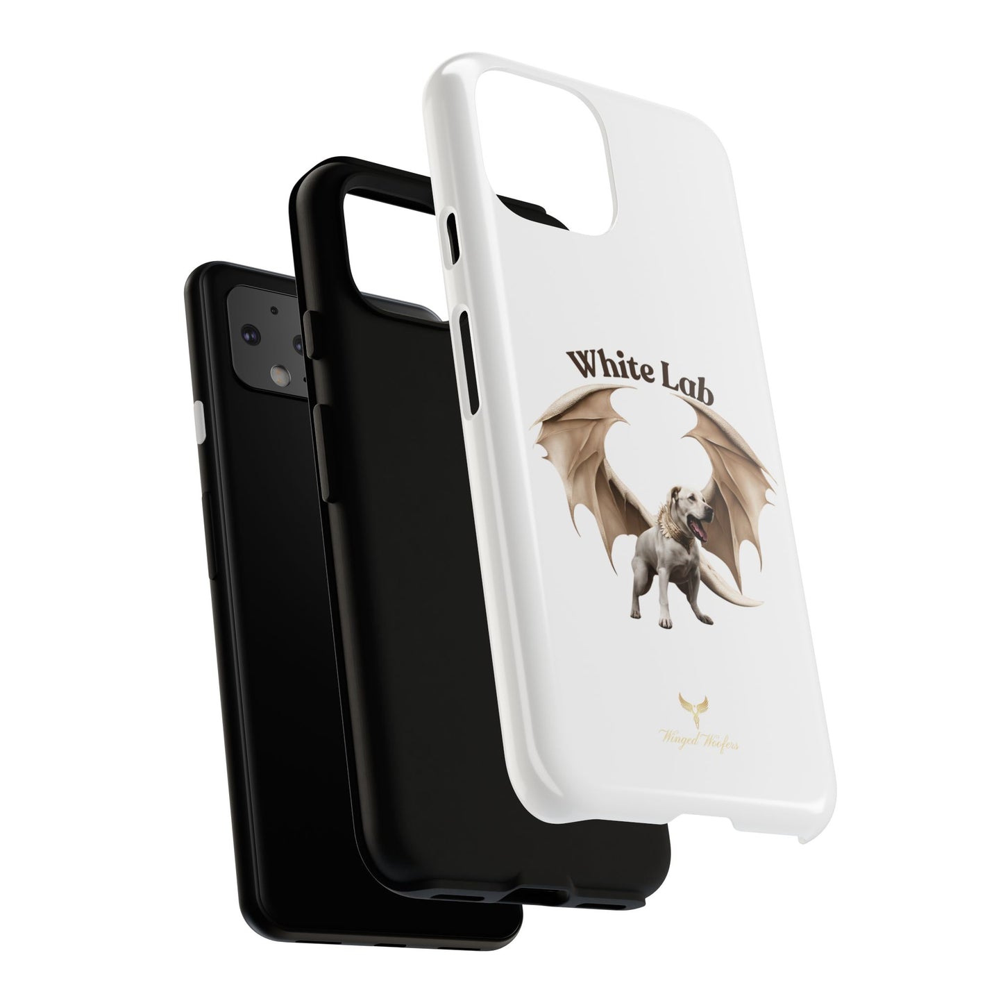 White Labrador Tough Case - Protective Phone Case with Winged Dog Design