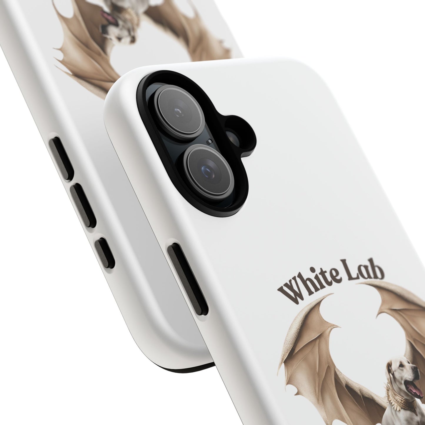White Labrador Tough Case - Protective Phone Case with Winged Dog Design