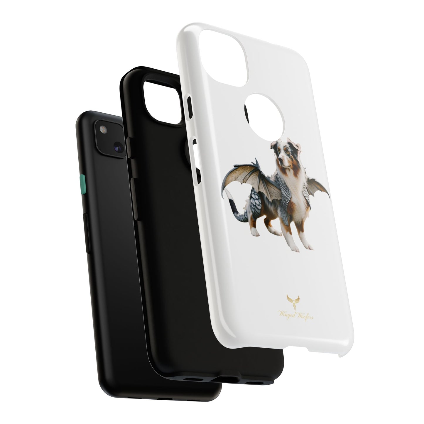 Fantasy Australian Shepherd Dog Phone Case with Wings - Tough Cases for Animal Lovers