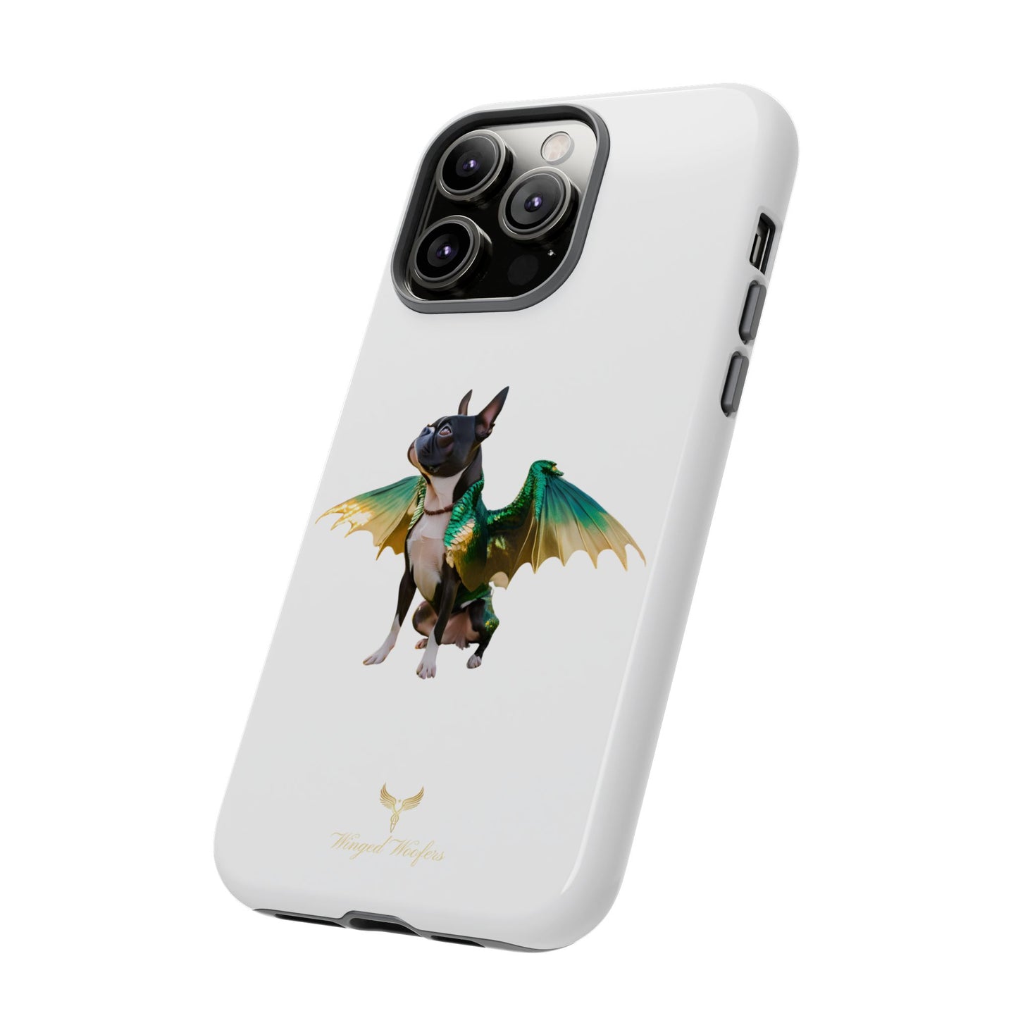 Fantasy Boston Terrier Dog Case - Tough Pet Protection with Wings Design