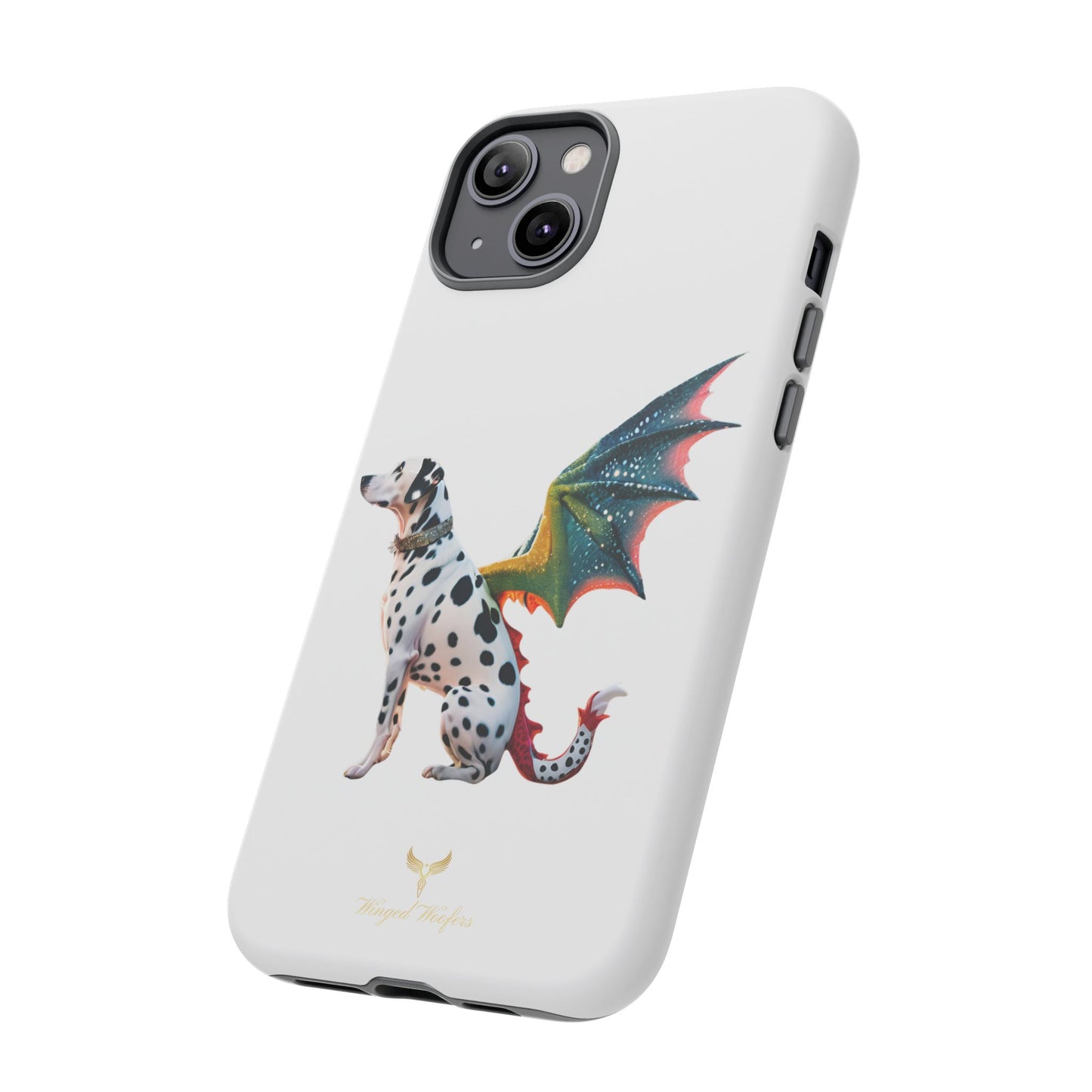 Whimsical Dog Art Phone Case – Tough Cases Featuring Dragon Dalmatian Design