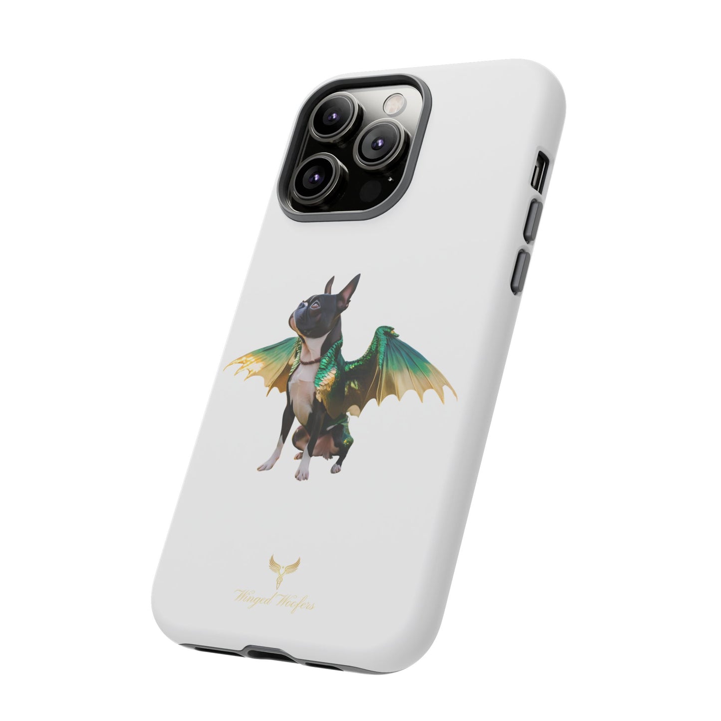 Fantasy Boston Terrier Dog Case - Tough Pet Protection with Wings Design