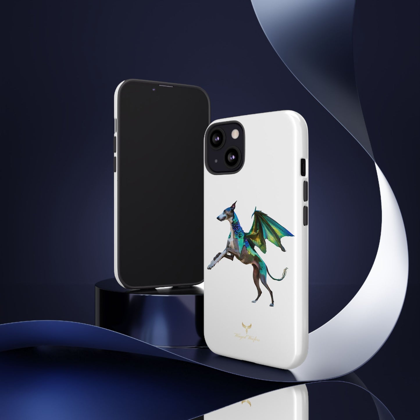 Fantasy Greyhound Dog Phone Case - Whimsical Winged Design for Pet Lovers