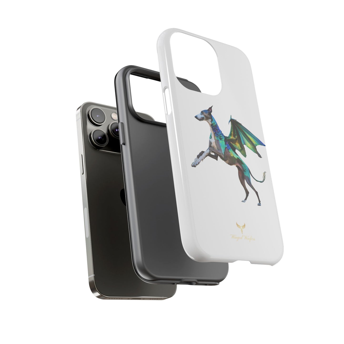 Fantasy Greyhound Dog Phone Case - Whimsical Winged Design for Pet Lovers