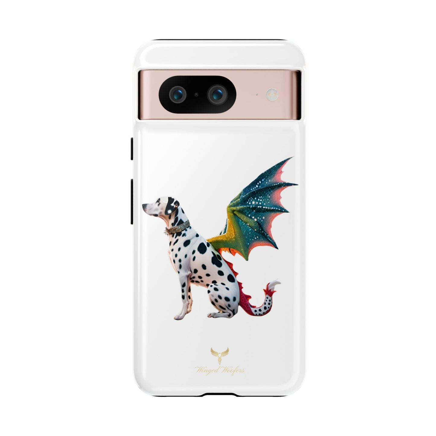 Whimsical Dog Art Phone Case – Tough Cases Featuring Dragon Dalmatian Design