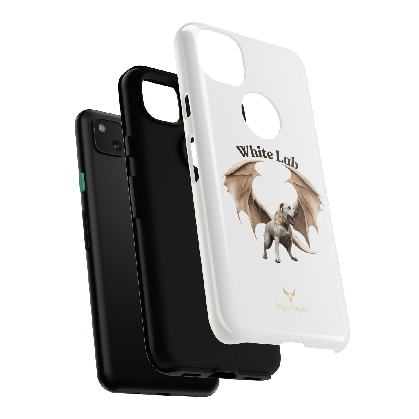 White Labrador Tough Case - Protective Phone Case with Winged Dog Design