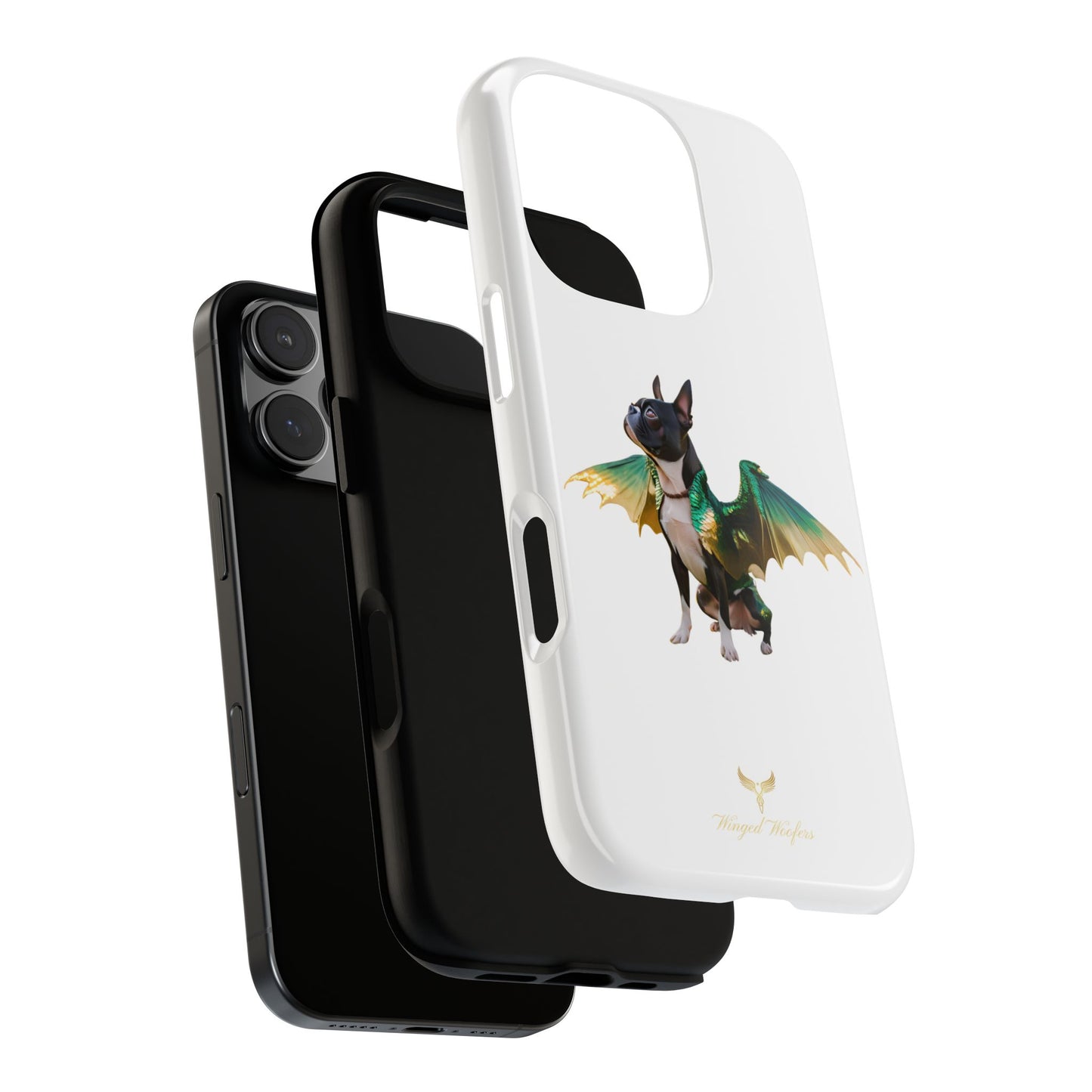 Fantasy Boston Terrier Dog Case - Tough Pet Protection with Wings Design