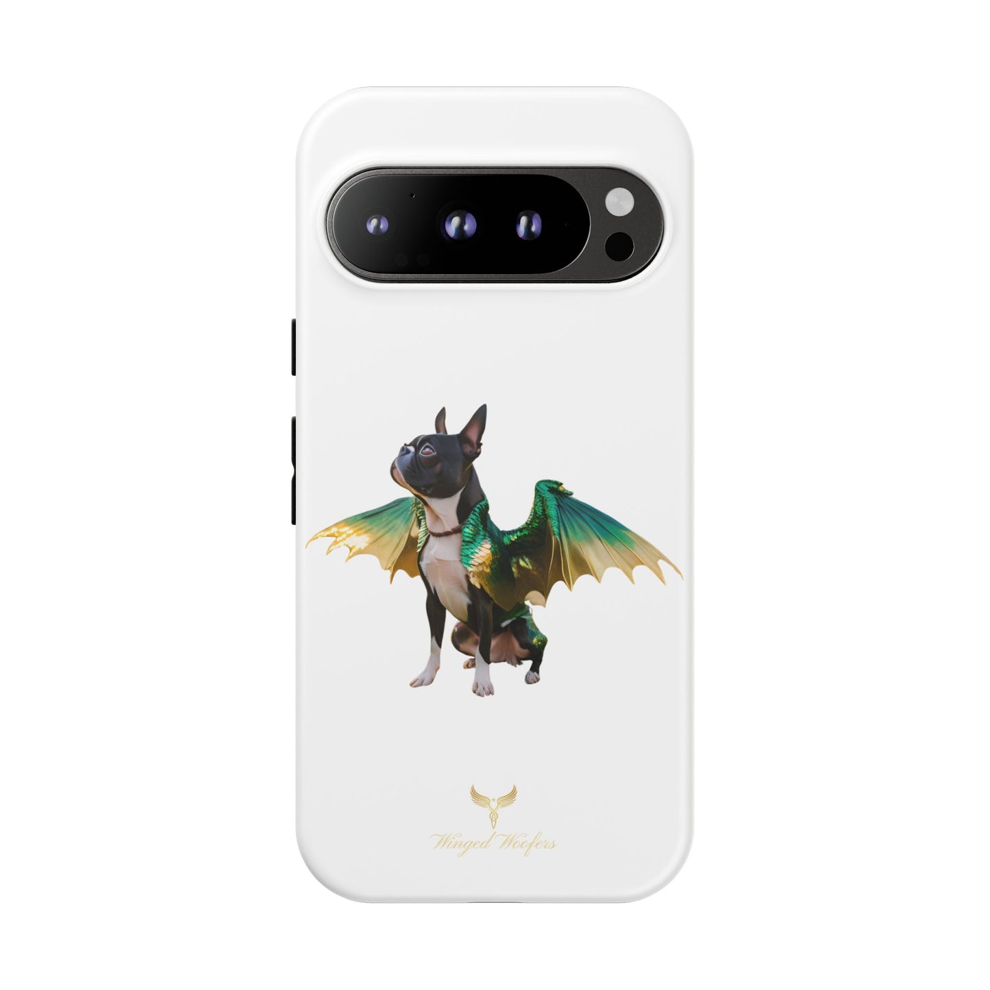 Fantasy Boston Terrier Dog Case - Tough Pet Protection with Wings Design