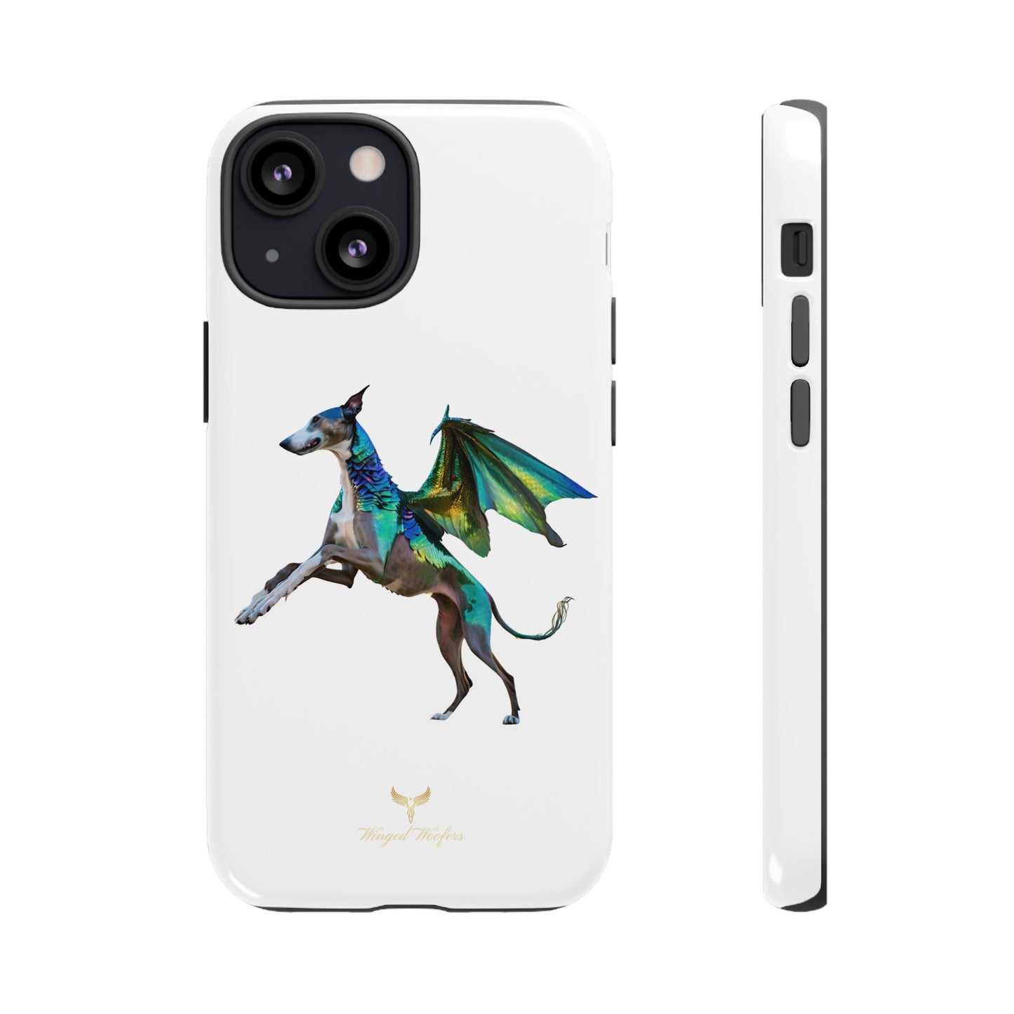 Fantasy Greyhound Dog Phone Case - Whimsical Winged Design for Pet Lovers