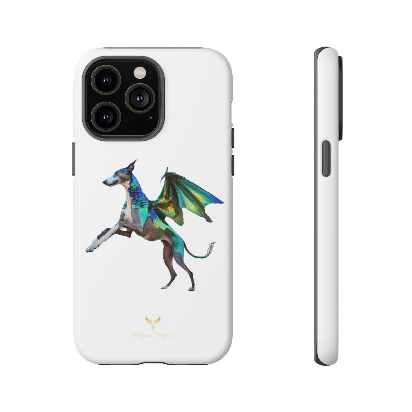 Fantasy Greyhound Dog Phone Case - Whimsical Winged Design for Pet Lovers