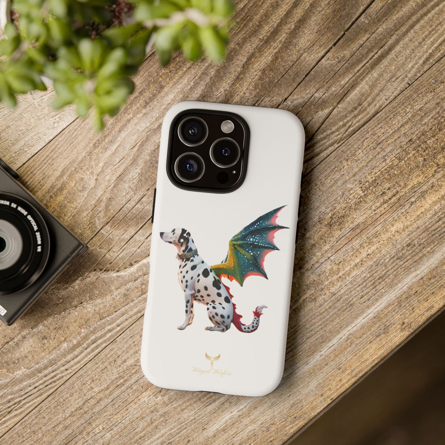 Whimsical Dog Art Phone Case – Tough Cases Featuring Dragon Dalmatian Design