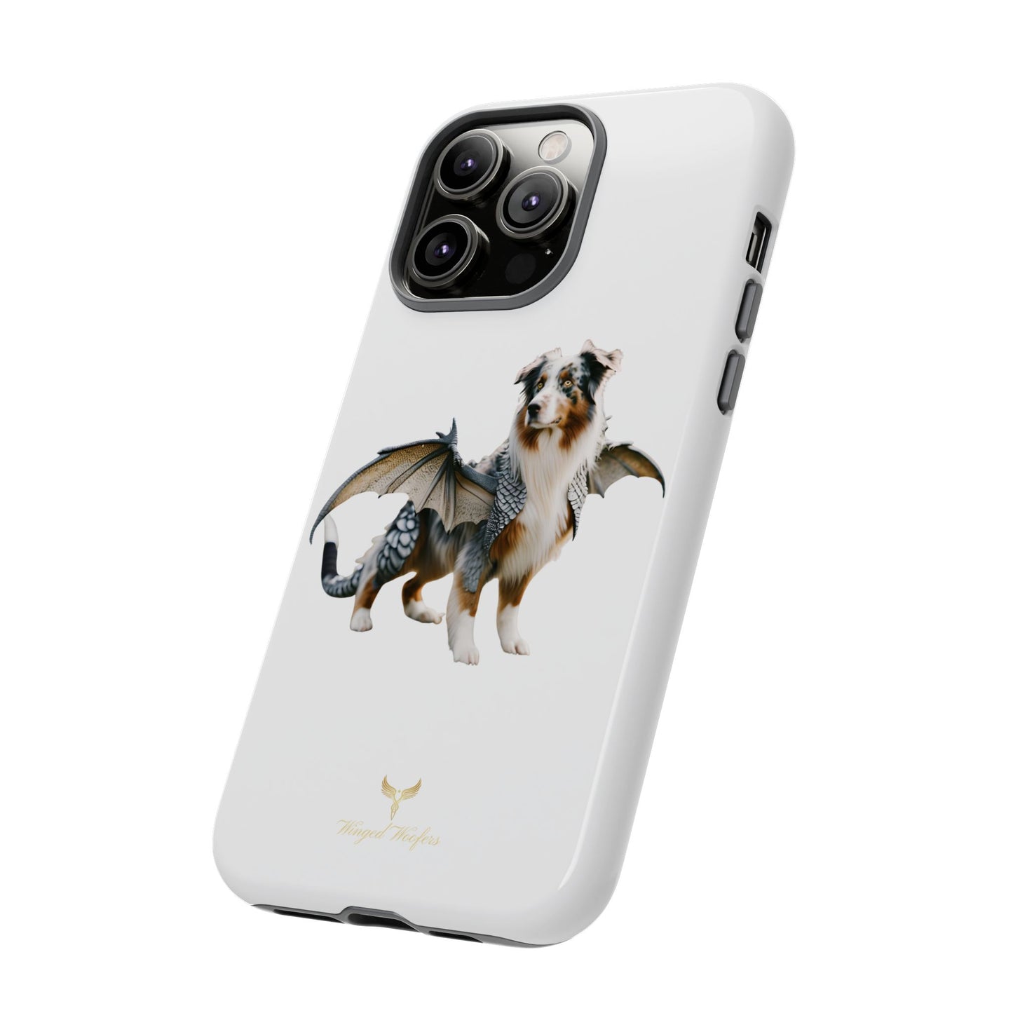 Fantasy Australian Shepherd Dog Phone Case with Wings - Tough Cases for Animal Lovers