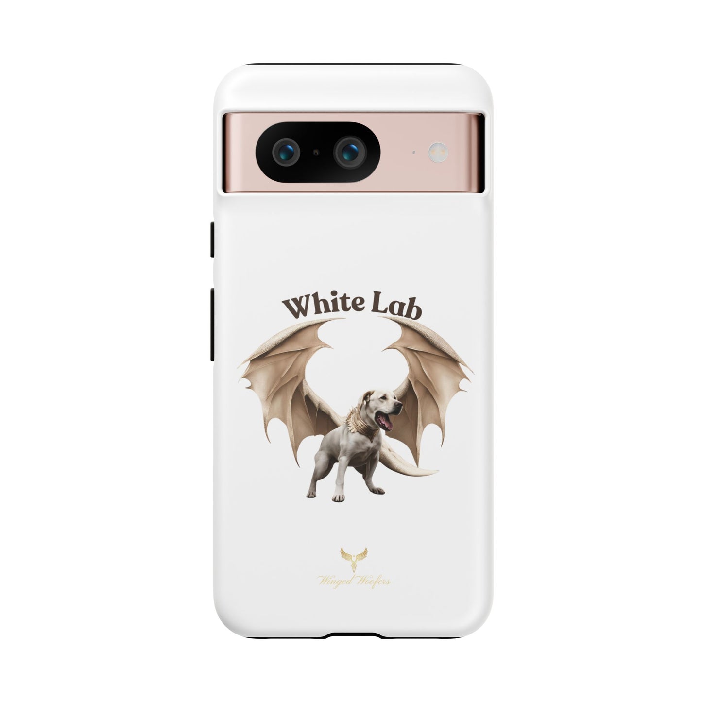 White Labrador Tough Case - Protective Phone Case with Winged Dog Design