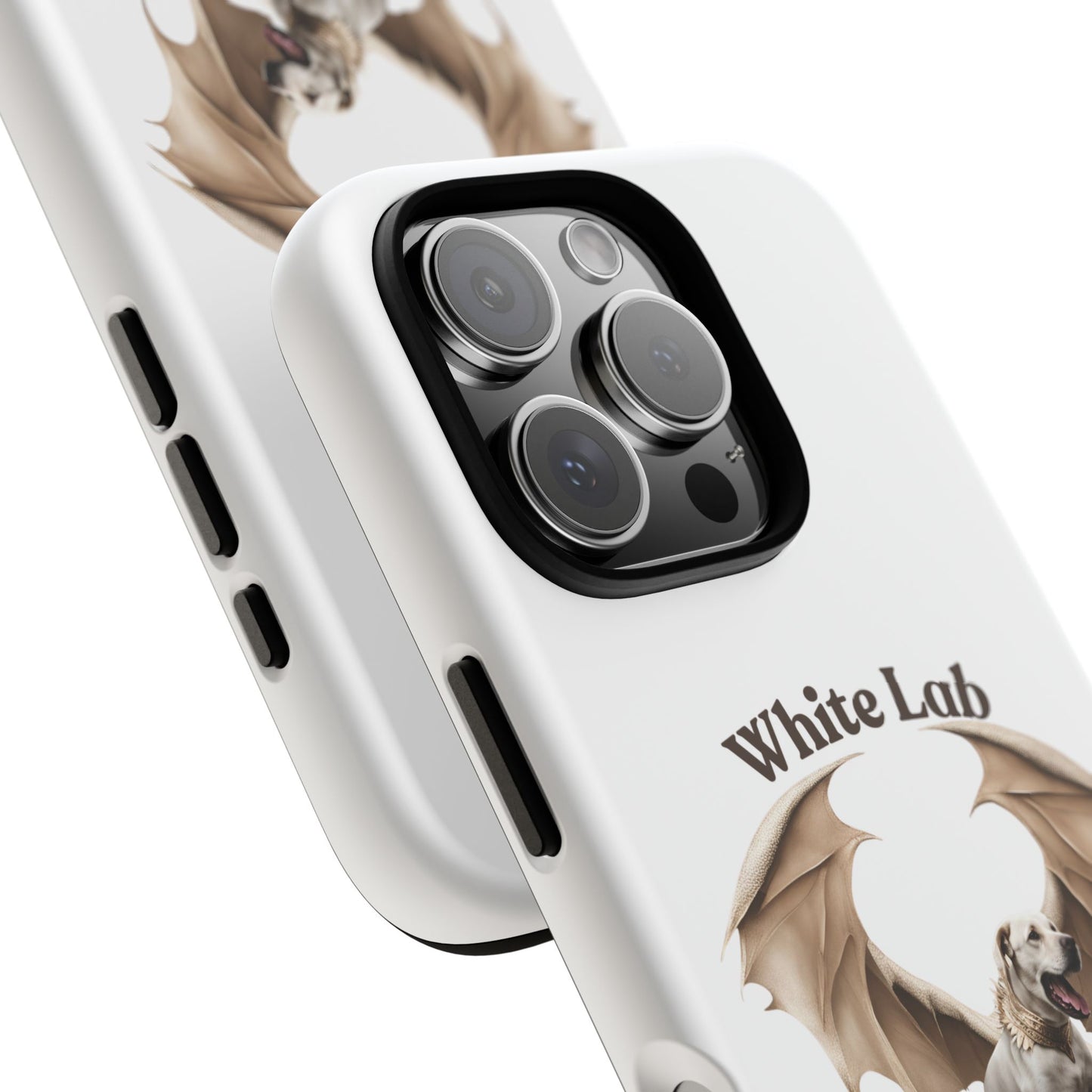 White Labrador Tough Case - Protective Phone Case with Winged Dog Design