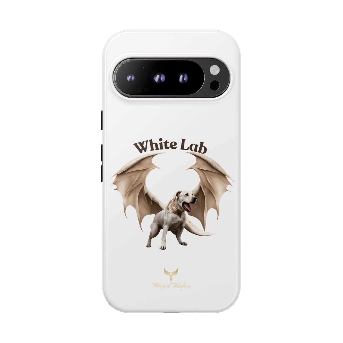 White Labrador Tough Case - Protective Phone Case with Winged Dog Design