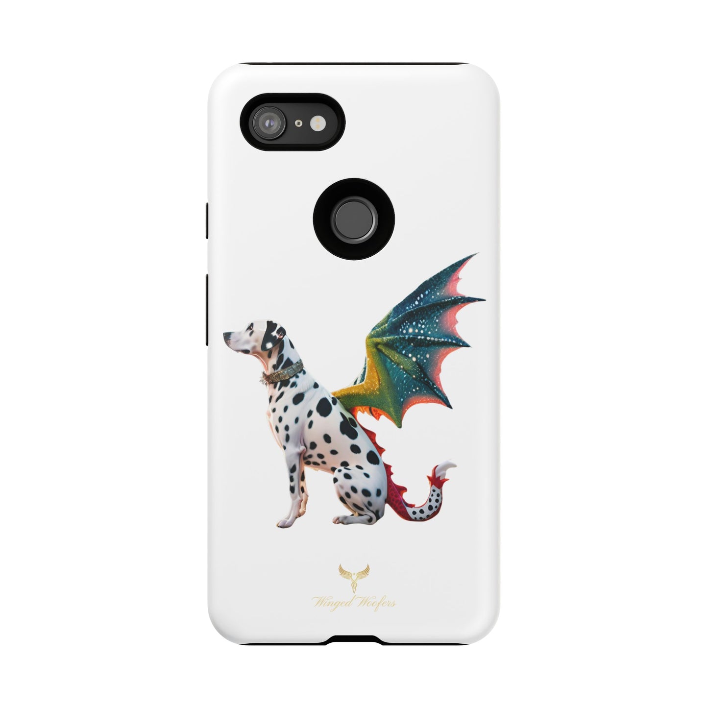 Whimsical Dog Art Phone Case – Tough Cases Featuring Dragon Dalmatian Design