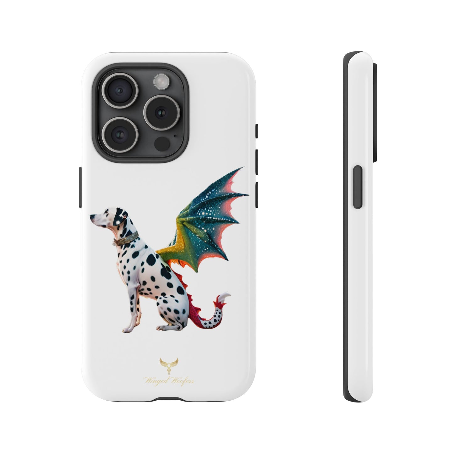 Whimsical Dog Art Phone Case – Tough Cases Featuring Dragon Dalmatian Design