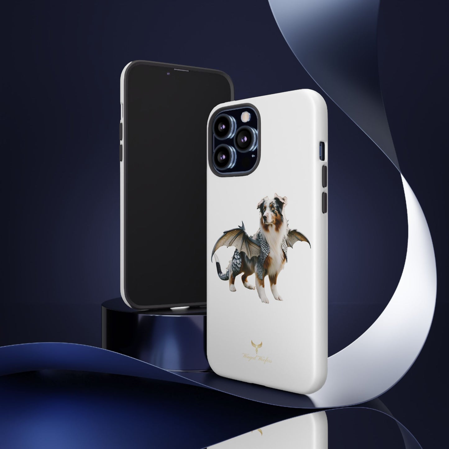 Fantasy Australian Shepherd Dog Phone Case with Wings - Tough Cases for Animal Lovers