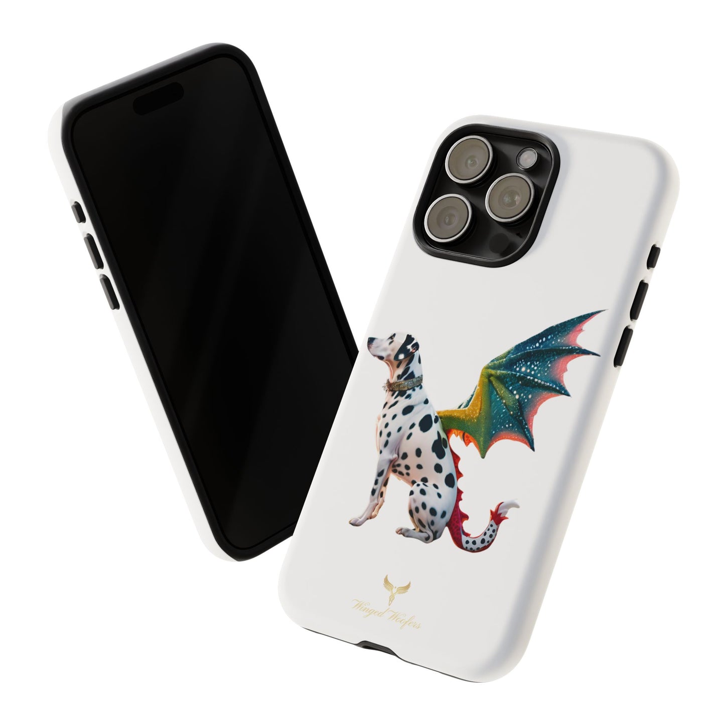 Whimsical Dog Art Phone Case – Tough Cases Featuring Dragon Dalmatian Design