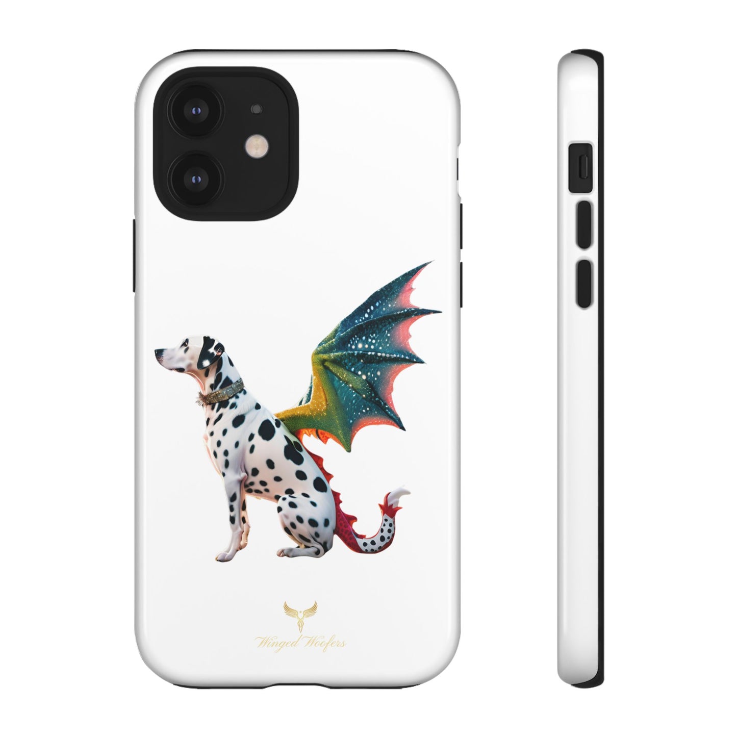 Whimsical Dog Art Phone Case – Tough Cases Featuring Dragon Dalmatian Design