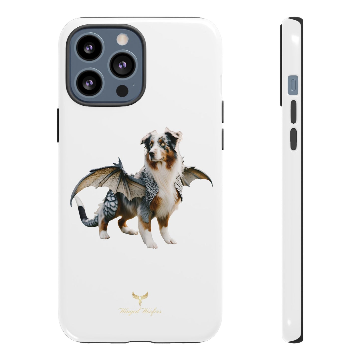 Fantasy Australian Shepherd Dog Phone Case with Wings - Tough Cases for Animal Lovers