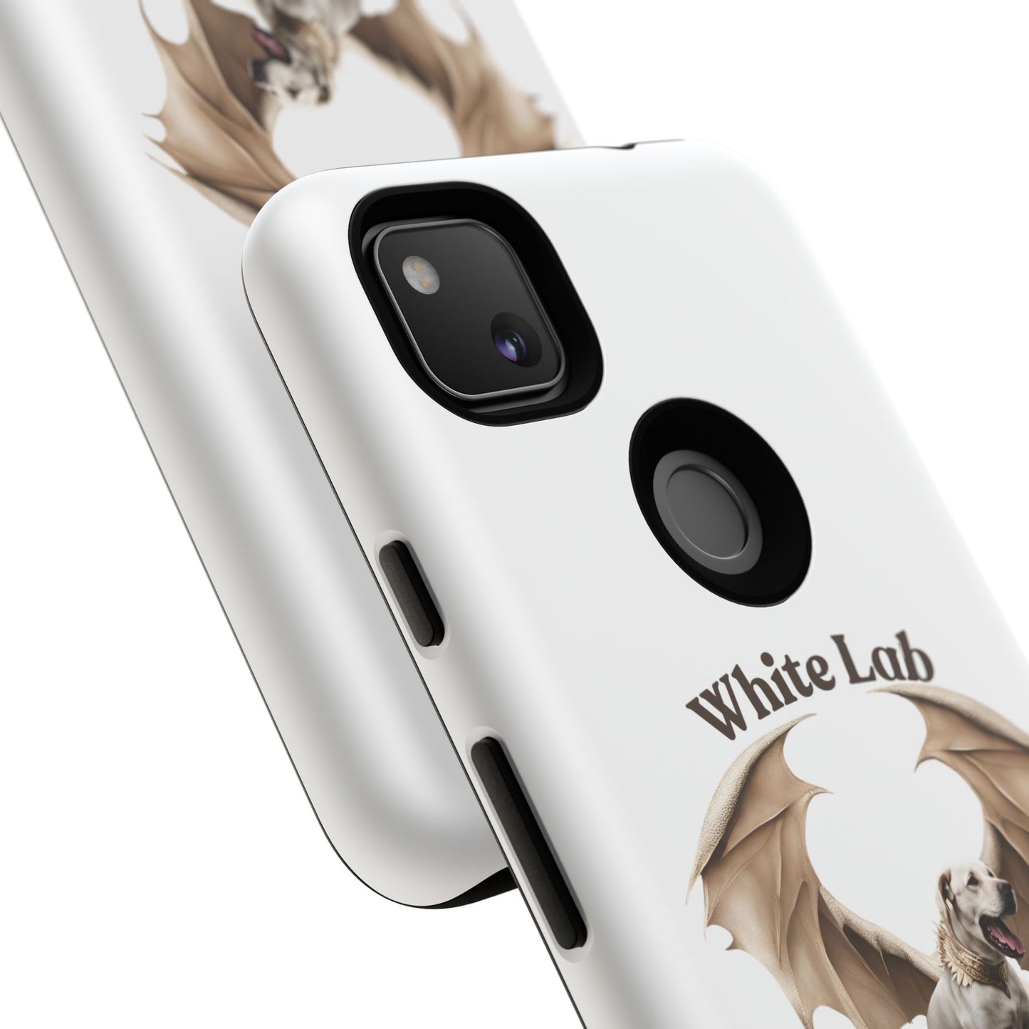 White Labrador Tough Case - Protective Phone Case with Winged Dog Design