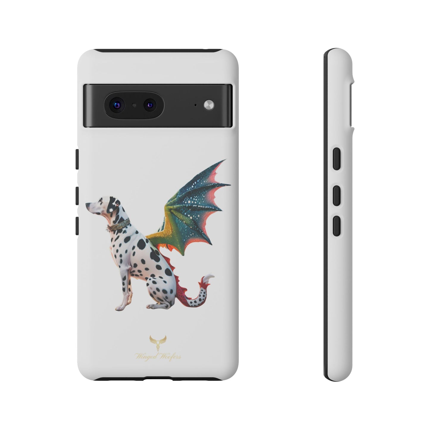 Whimsical Dog Art Phone Case – Tough Cases Featuring Dragon Dalmatian Design