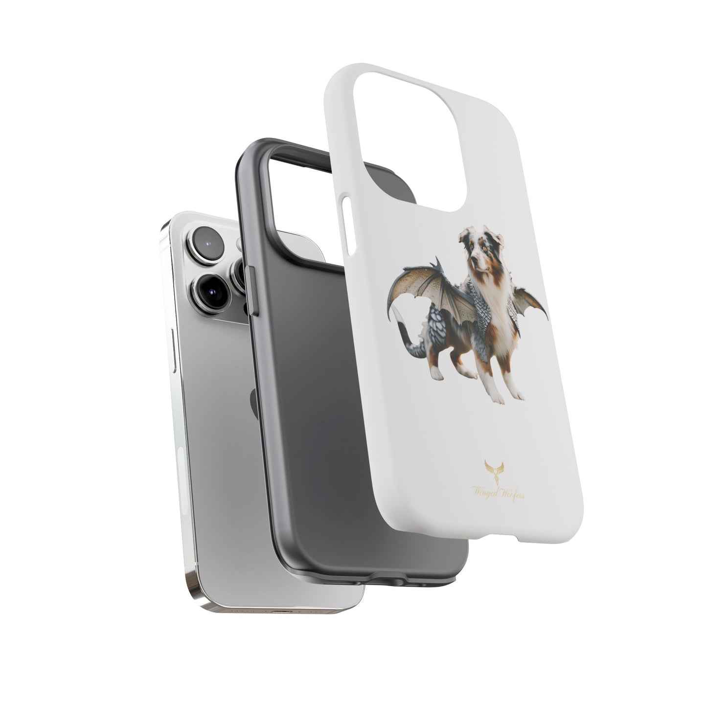 Fantasy Australian Shepherd Dog Phone Case with Wings - Tough Cases for Animal Lovers