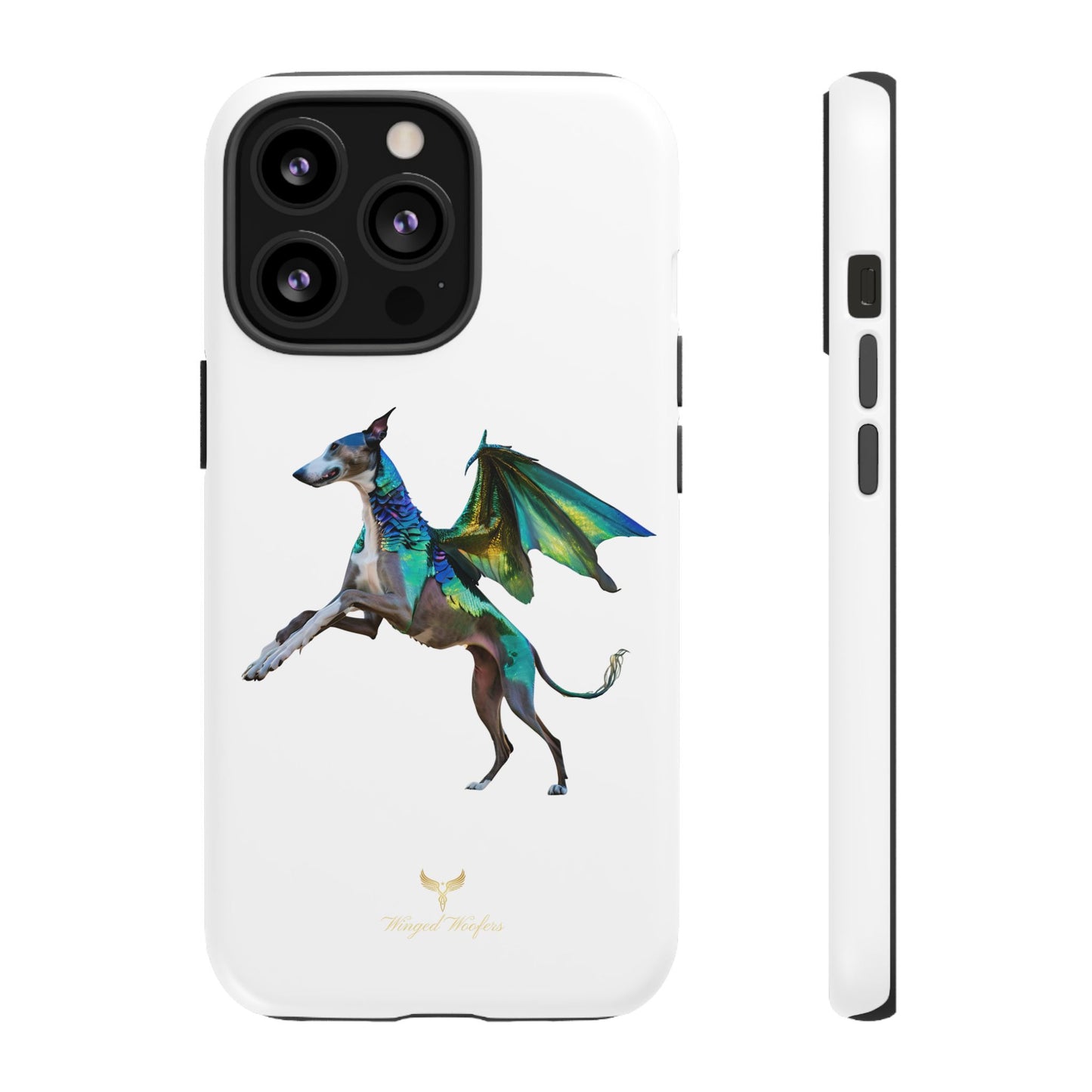 Fantasy Greyhound Dog Phone Case - Whimsical Winged Design for Pet Lovers