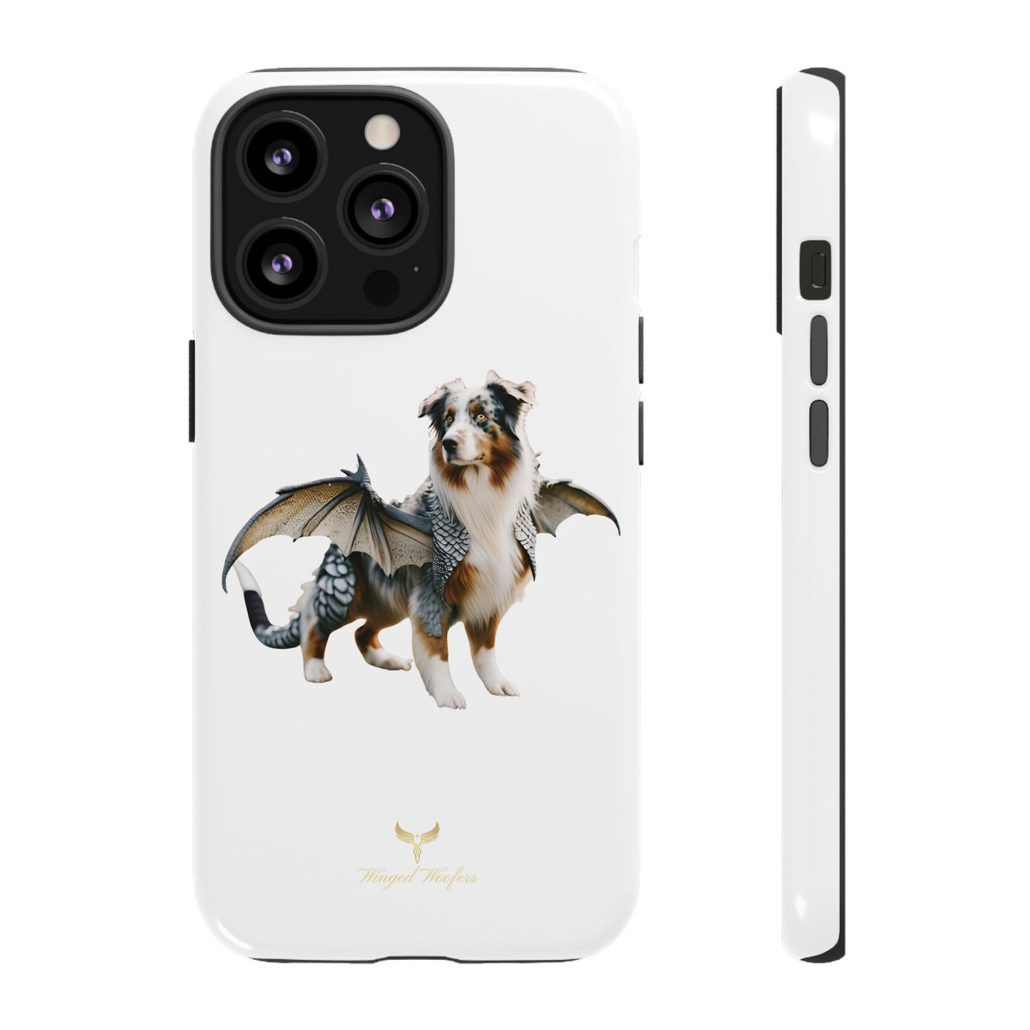 Fantasy Australian Shepherd Dog Phone Case with Wings - Tough Cases for Animal Lovers