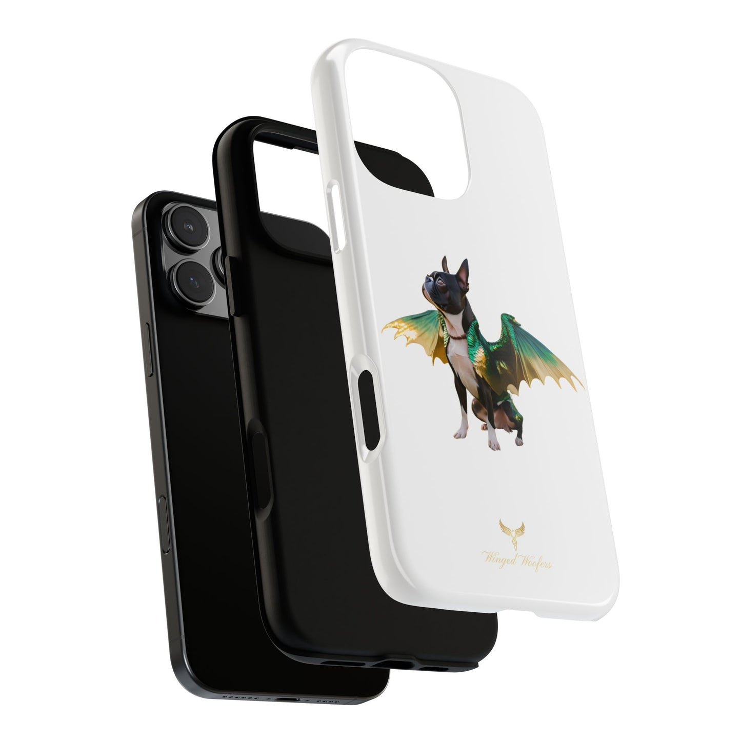 Fantasy Boston Terrier Dog Case - Tough Pet Protection with Wings Design