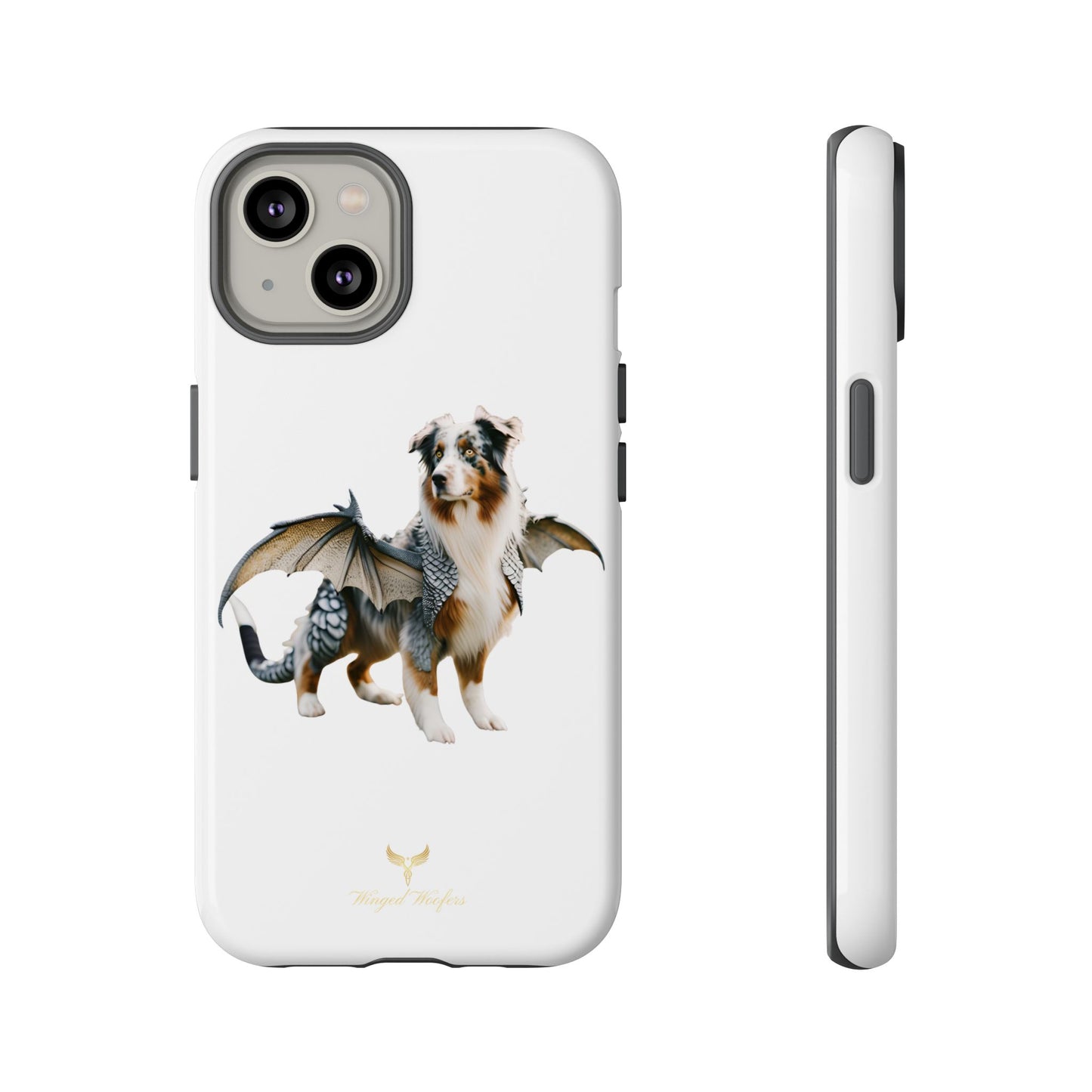 Fantasy Australian Shepherd Dog Phone Case with Wings - Tough Cases for Animal Lovers