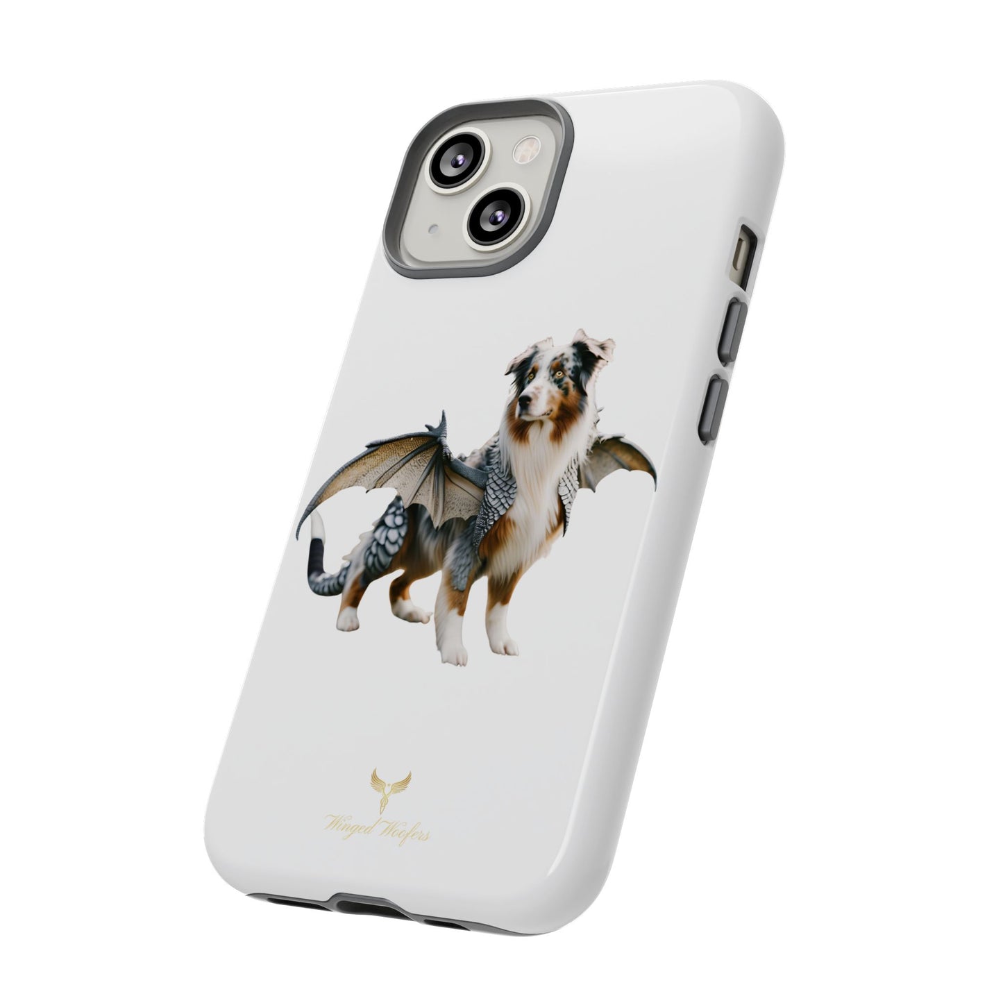 Fantasy Australian Shepherd Dog Phone Case with Wings - Tough Cases for Animal Lovers