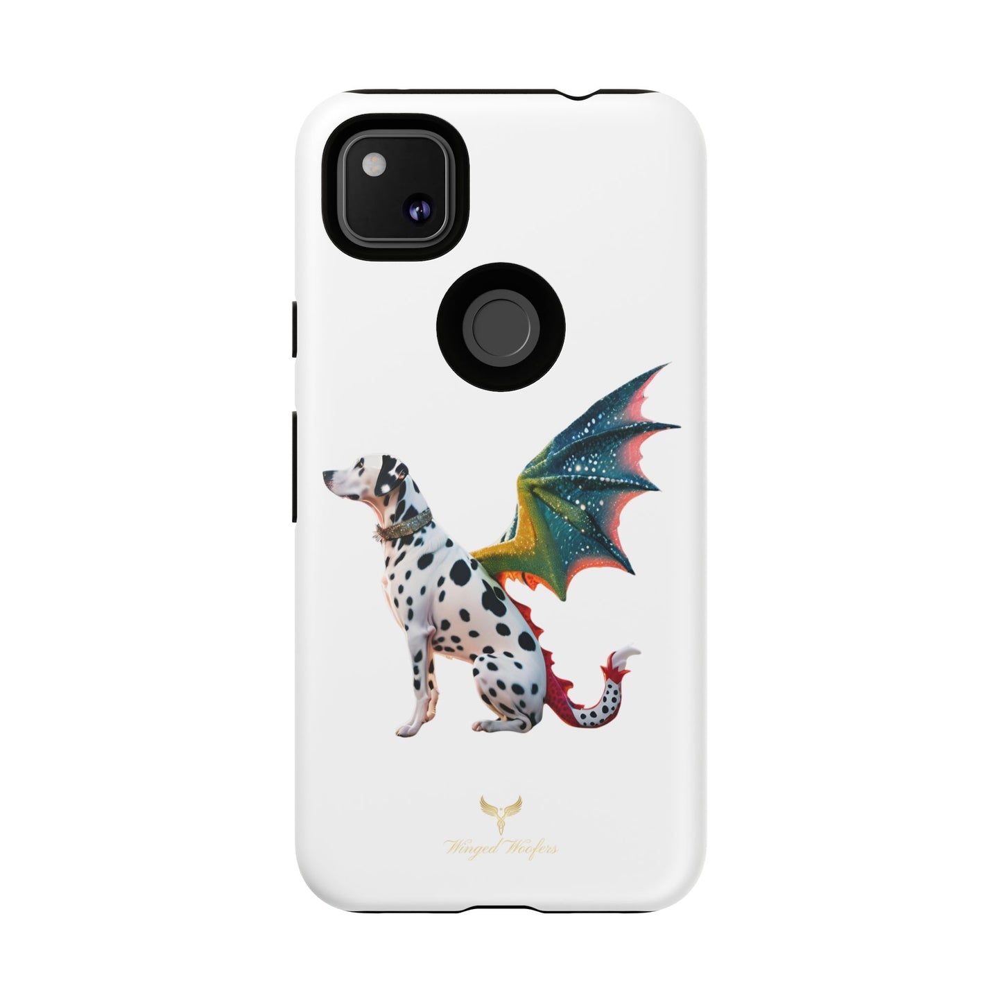 Whimsical Dog Art Phone Case – Tough Cases Featuring Dragon Dalmatian Design