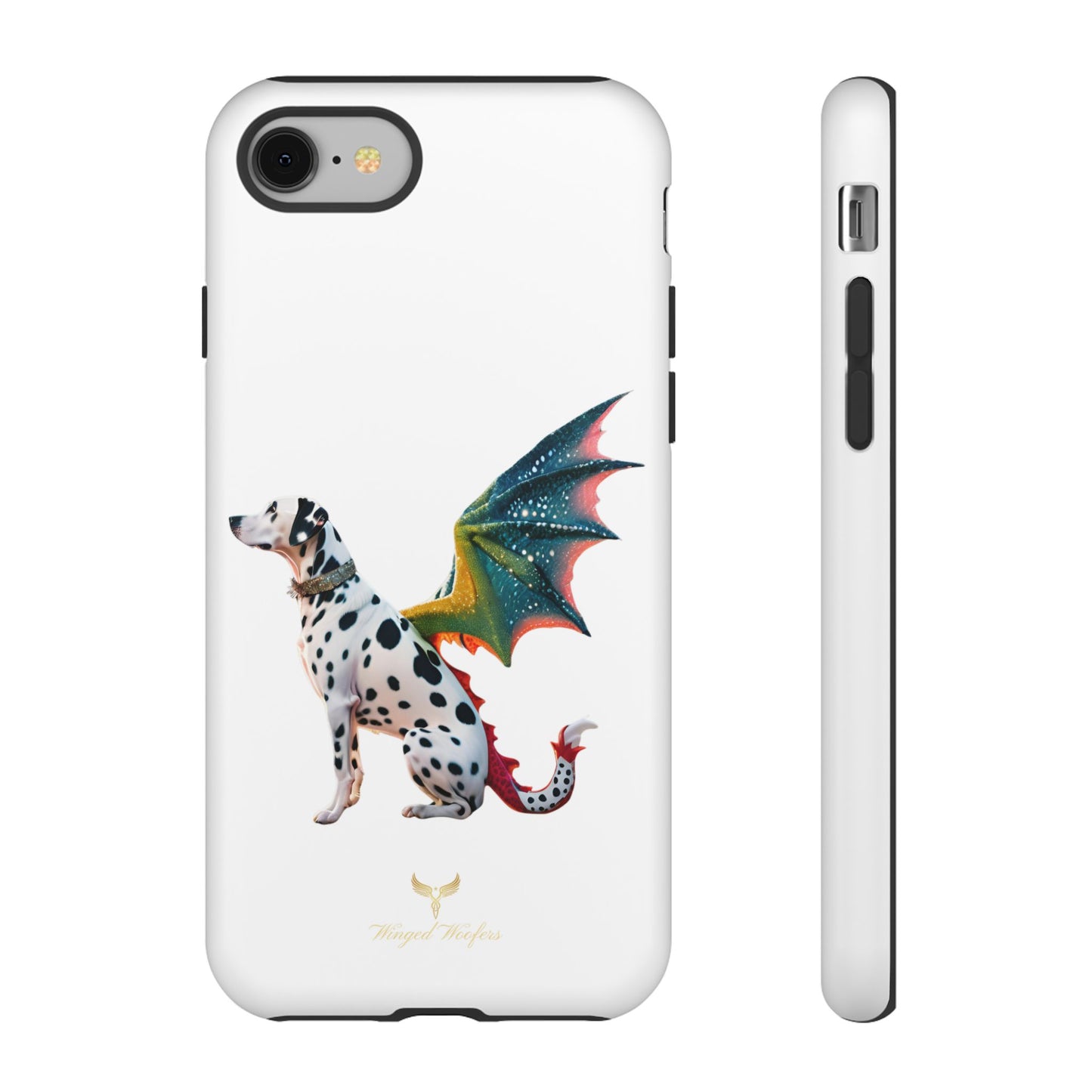 Whimsical Dog Art Phone Case – Tough Cases Featuring Dragon Dalmatian Design