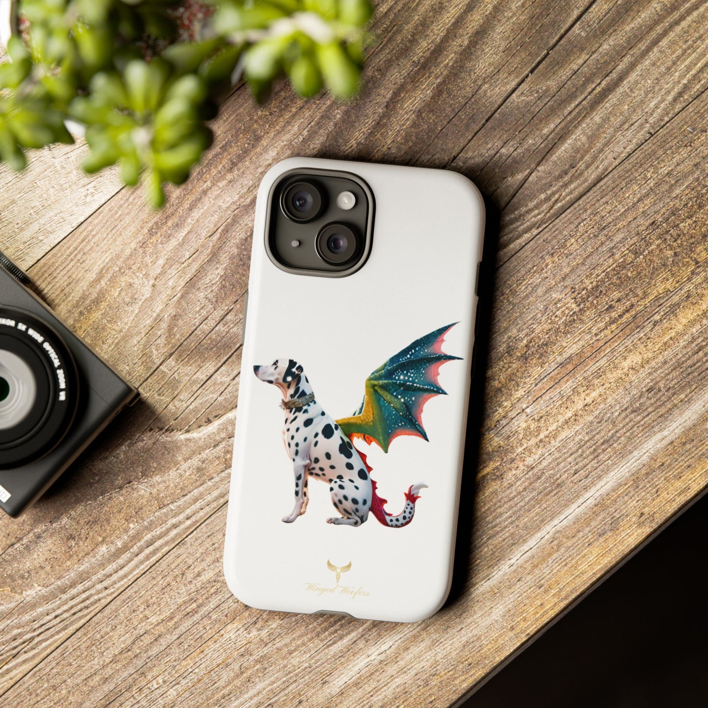 Whimsical Dog Art Phone Case – Tough Cases Featuring Dragon Dalmatian Design