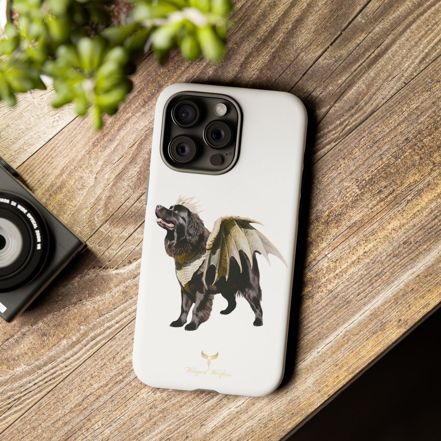 Magical Newfoundland Dog Phone Case - Tough & Stylish Cover with Winged Canine Design