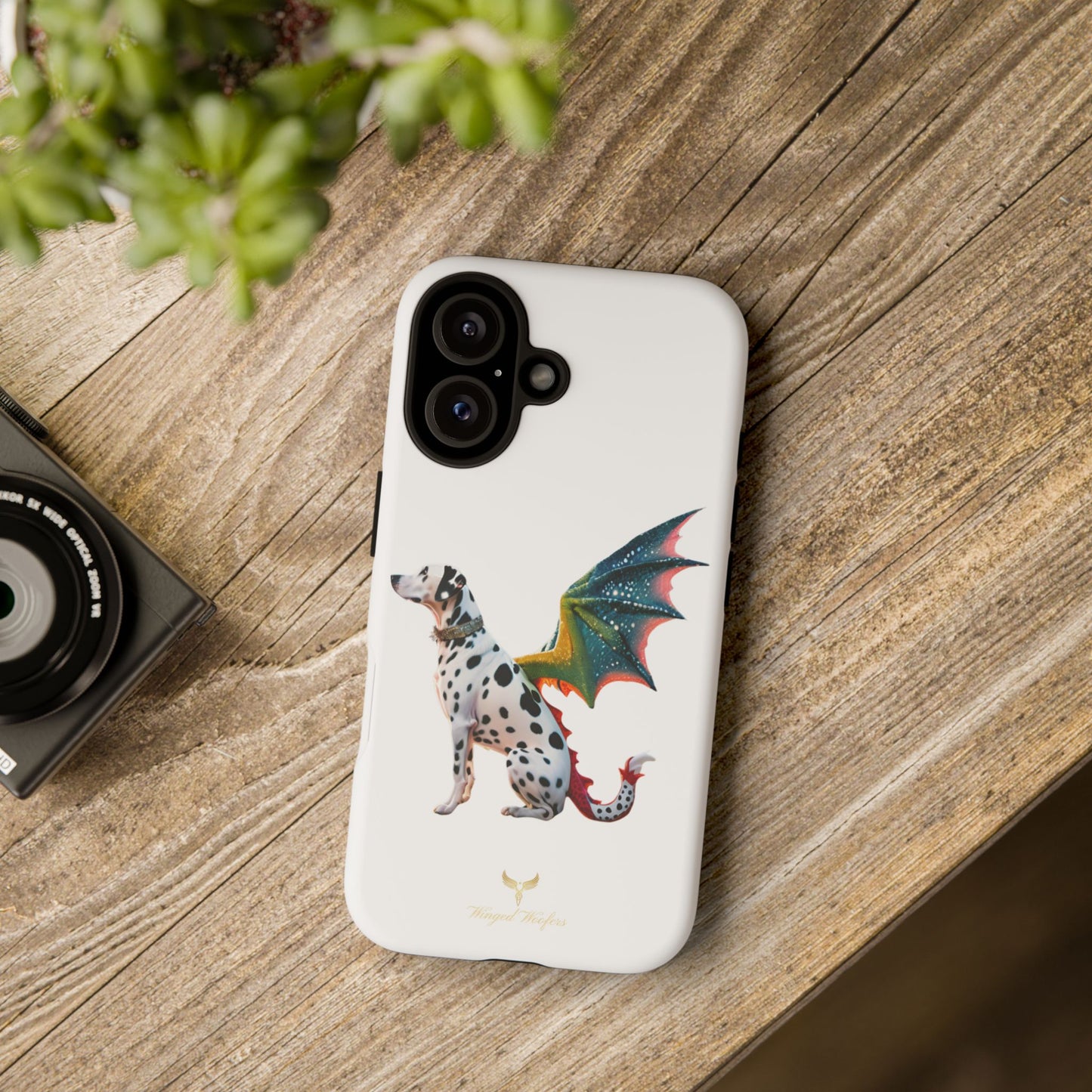 Whimsical Dog Art Phone Case – Tough Cases Featuring Dragon Dalmatian Design