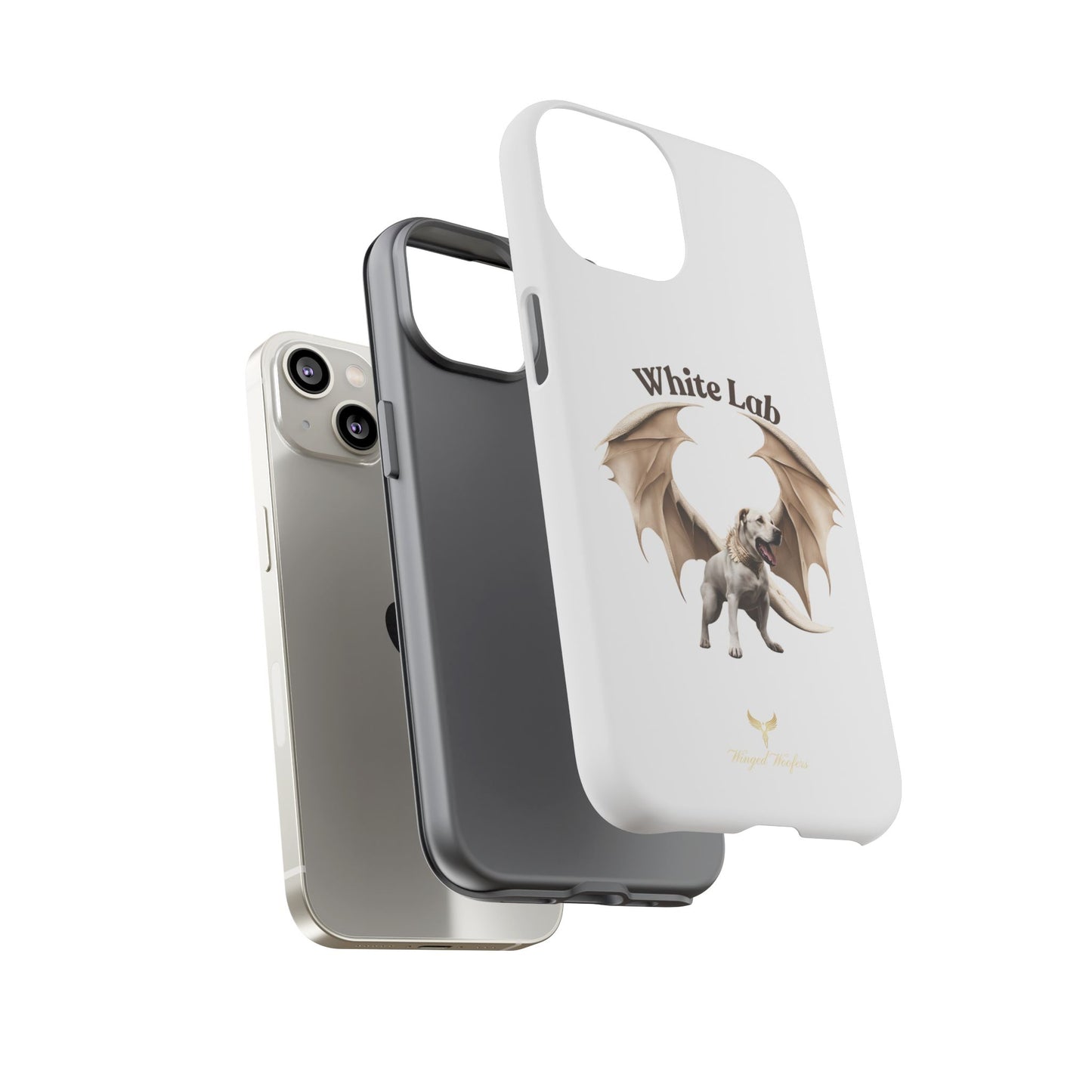 White Labrador Tough Case - Protective Phone Case with Winged Dog Design