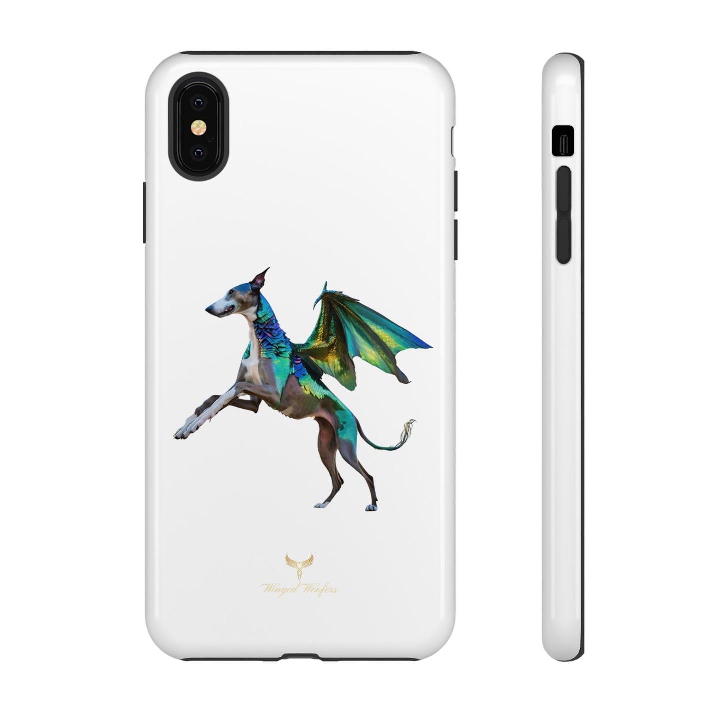 Fantasy Greyhound Dog Phone Case - Whimsical Winged Design for Pet Lovers