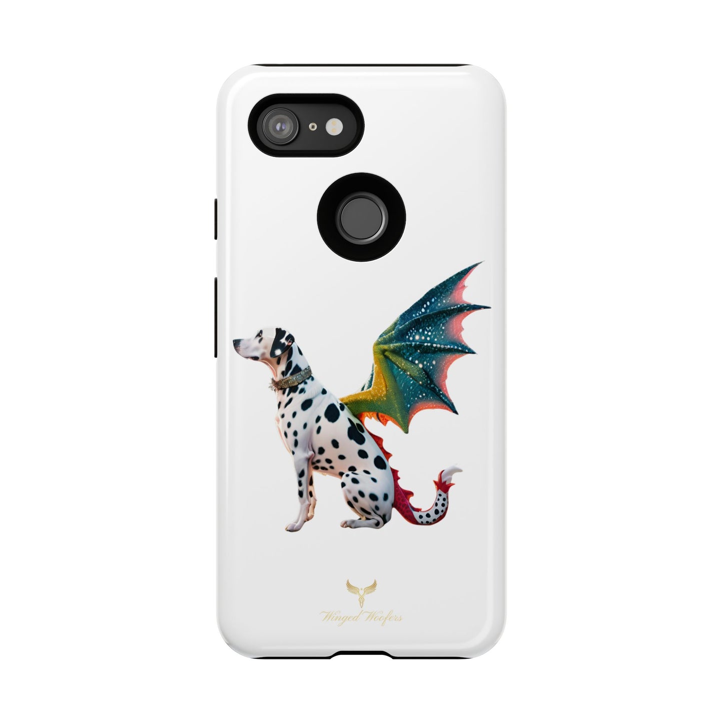 Whimsical Dog Art Phone Case – Tough Cases Featuring Dragon Dalmatian Design