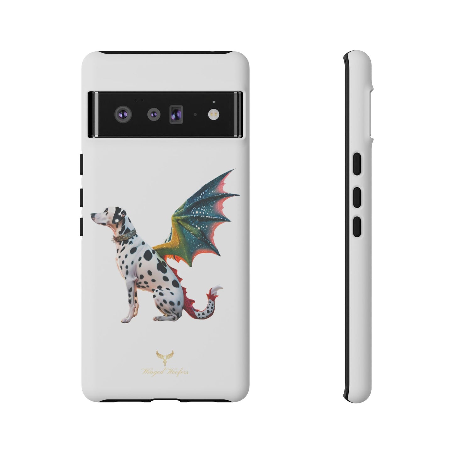 Whimsical Dog Art Phone Case – Tough Cases Featuring Dragon Dalmatian Design