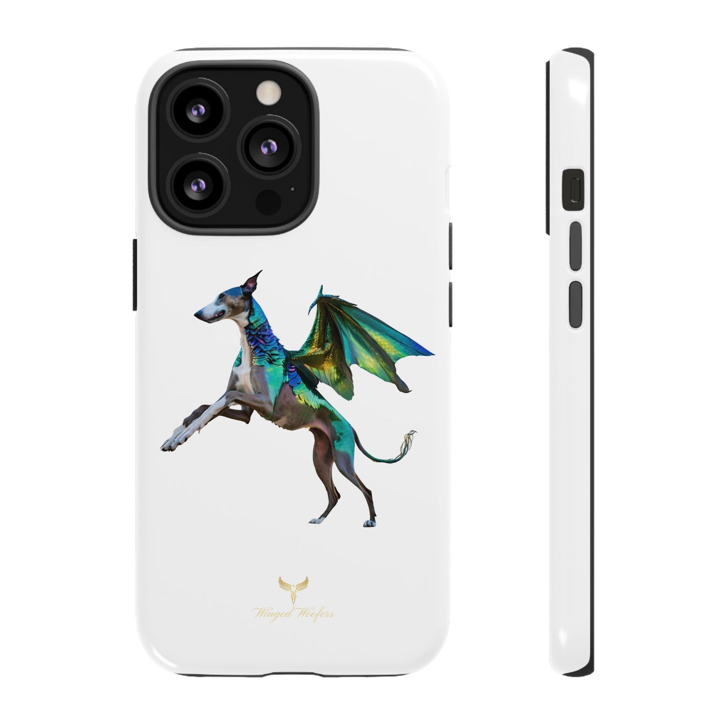 Fantasy Greyhound Dog Phone Case - Whimsical Winged Design for Pet Lovers