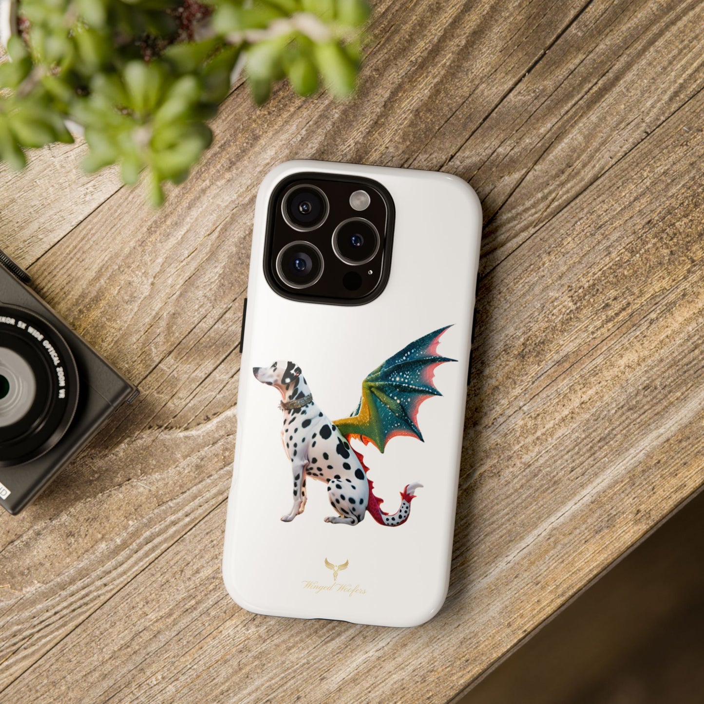 Whimsical Dog Art Phone Case – Tough Cases Featuring Dragon Dalmatian Design