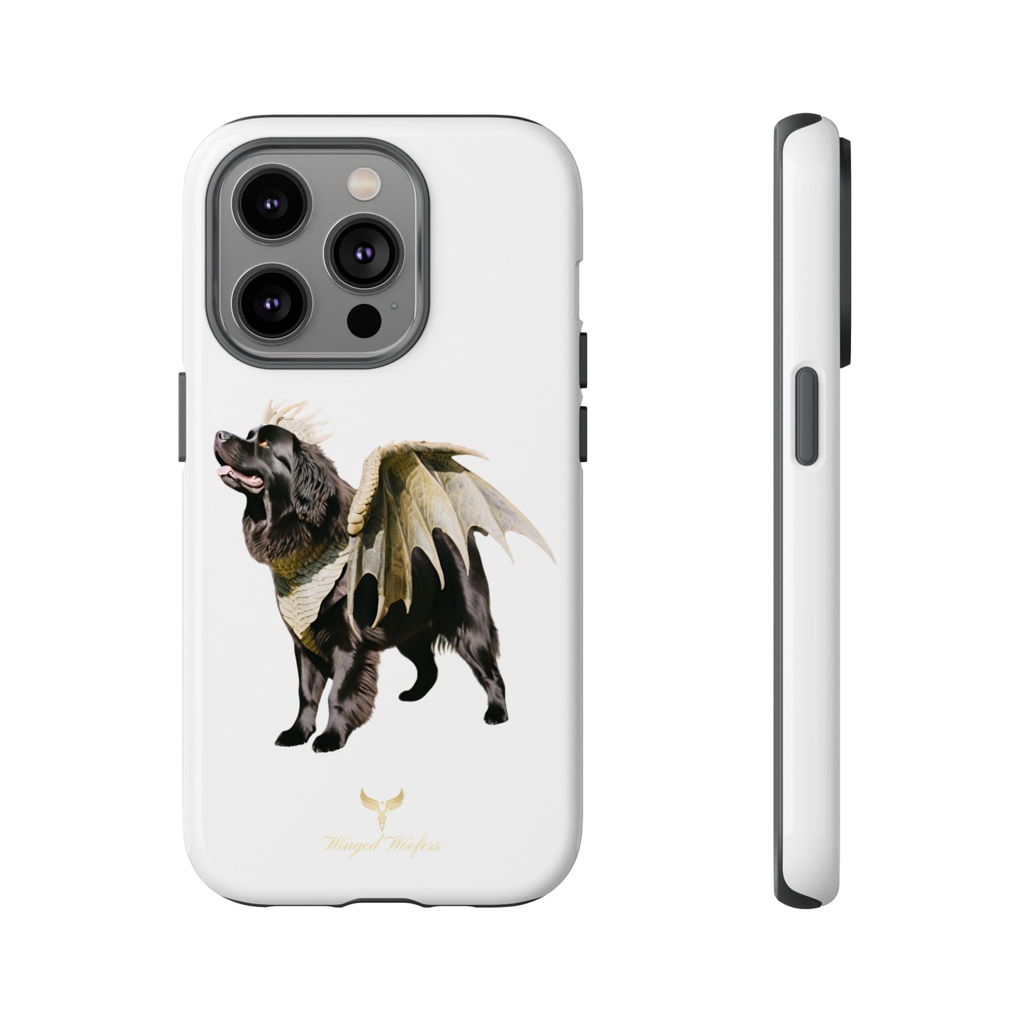 Magical Newfoundland Dog Phone Case - Tough & Stylish Cover with Winged Canine Design