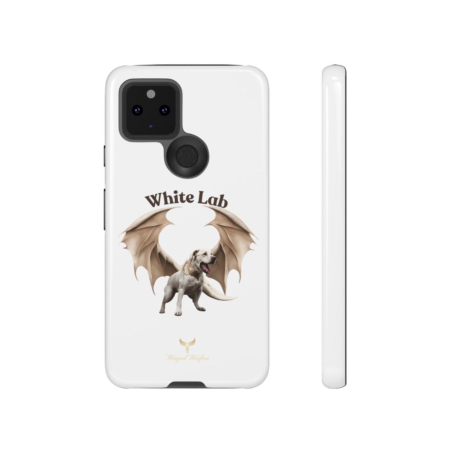 White Labrador Tough Case - Protective Phone Case with Winged Dog Design