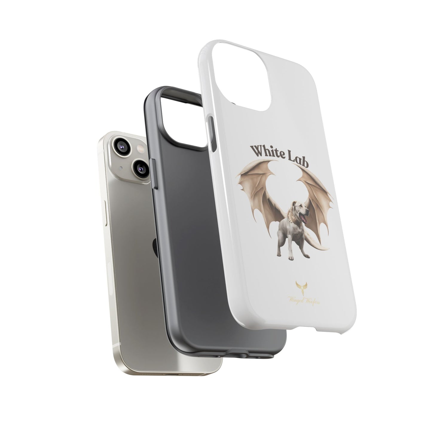 White Labrador Tough Case - Protective Phone Case with Winged Dog Design