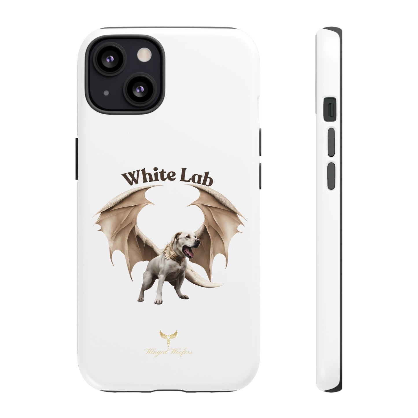 White Labrador Tough Case - Protective Phone Case with Winged Dog Design